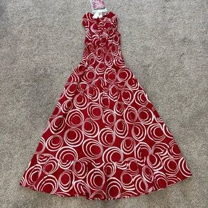 NWT Kara Chic By NF Red 100% Cotton Smocked Waist Back Long Maxi Skirt One Size